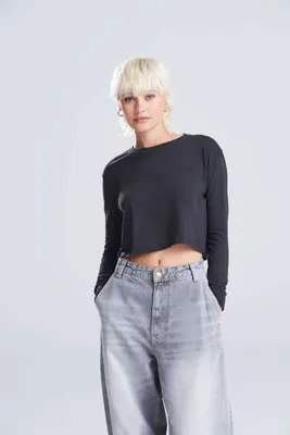 Women's L S Cropped T