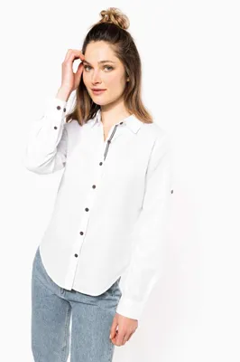Ladies' Long Sleeve Linen And Cotton Shirt