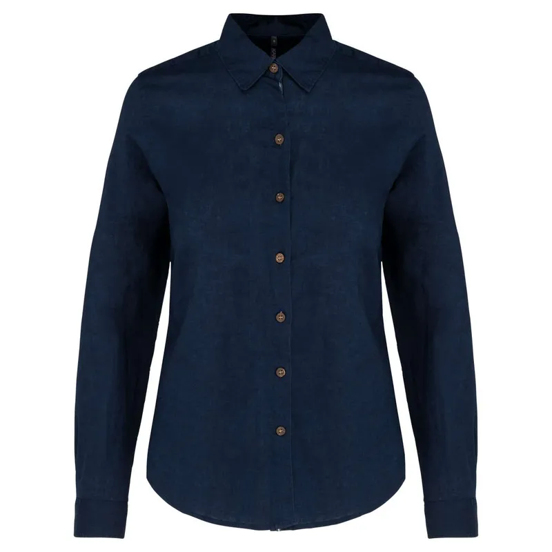 Ladies' Long Sleeve Linen And Cotton Shirt