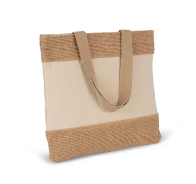 Shopping Bag In Cotton And Woven Jute Threads