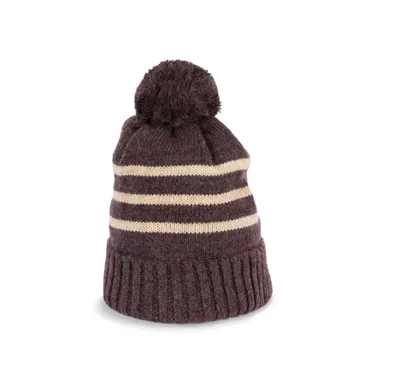 Knitted Striped Beanie In Recycled Yarn