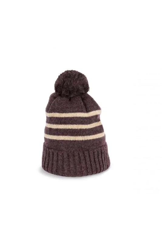 Knitted Striped Beanie In Recycled Yarn